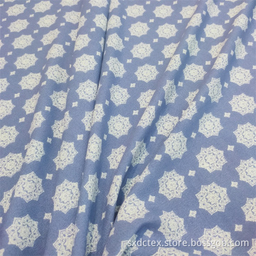 Woven Viscose Printed Blue Diamond Skirt Fabric